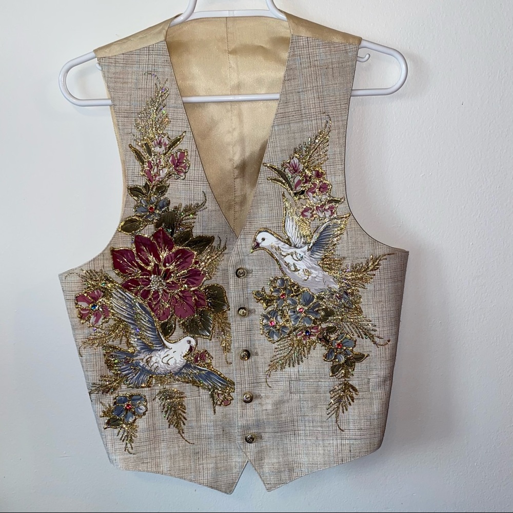 Amazing Glittery Bird Vest Sz XL
